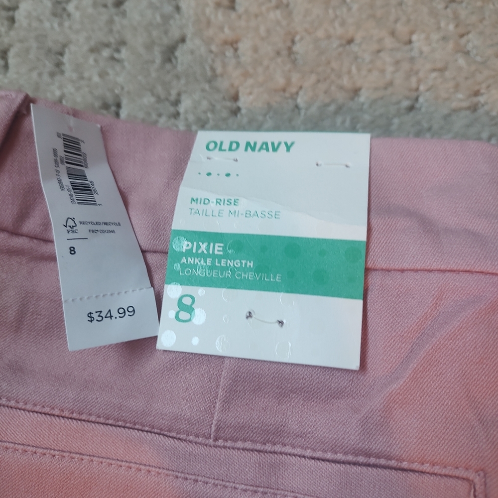 NWT mid rise stretchy pink pixie pants